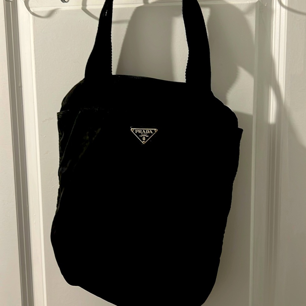 Black Prada slicker satin bag